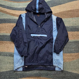 Vintage Nike Mens Jacket Large Blue Pullover Windbreaker Spellout 90s Sports